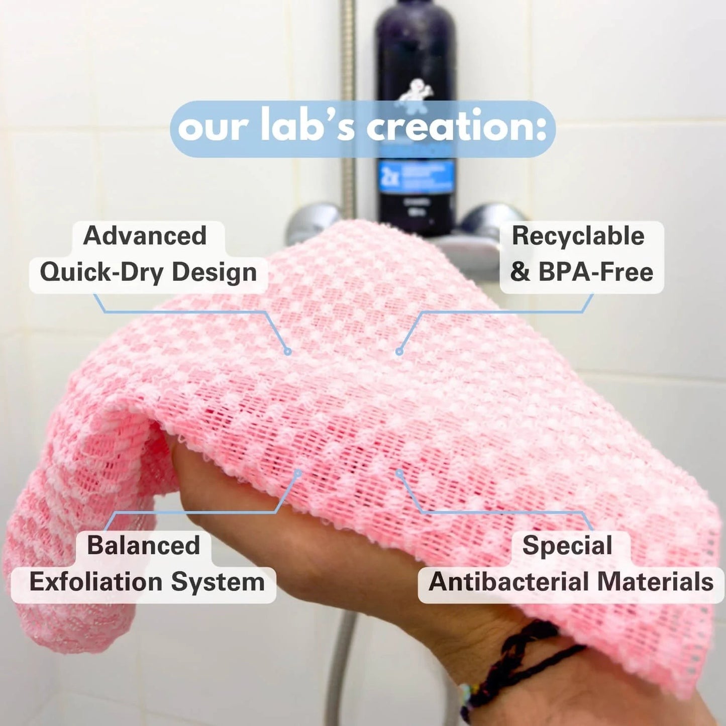 Washi Exfoliating Antibacterial Shower Towel